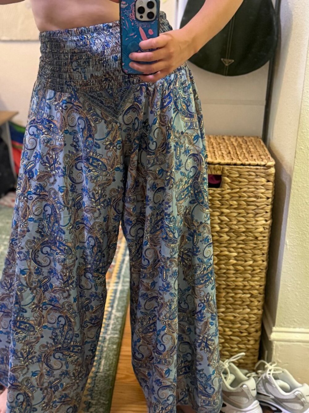 Blue Paisly Silky Pallazo Pants | Natural Life